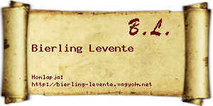 Bierling Levente névjegykártya
